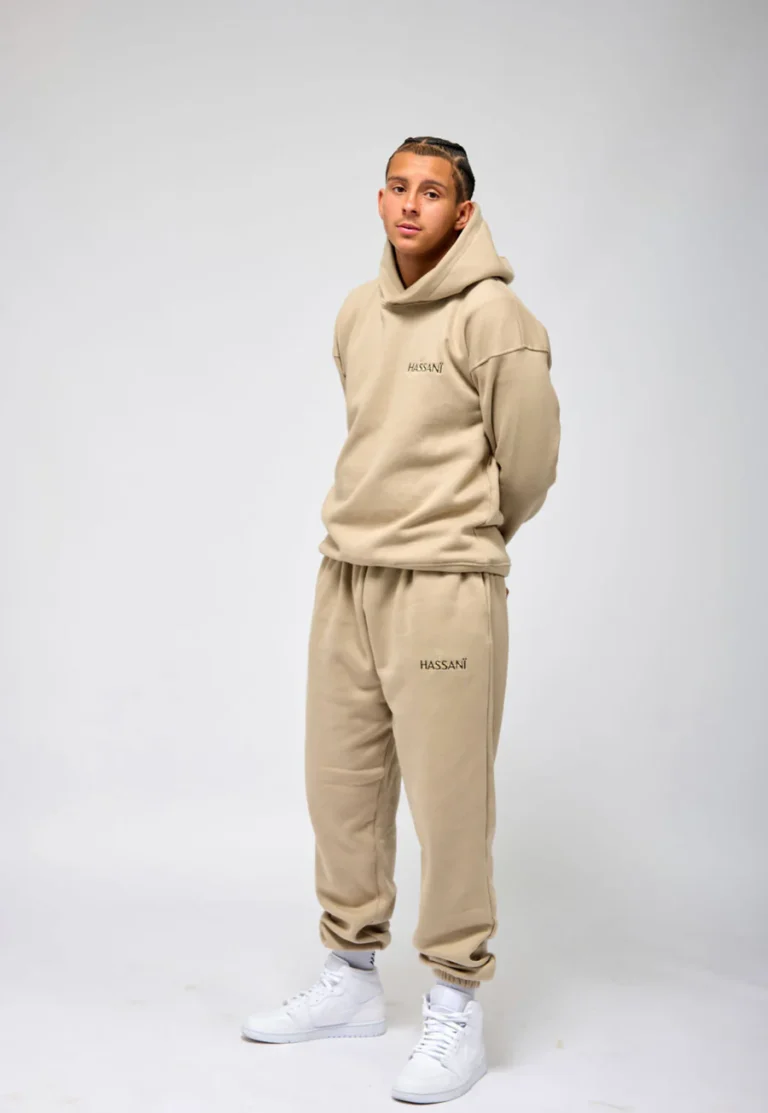 Beige Fleece Lined Hoodie & Joggers Set