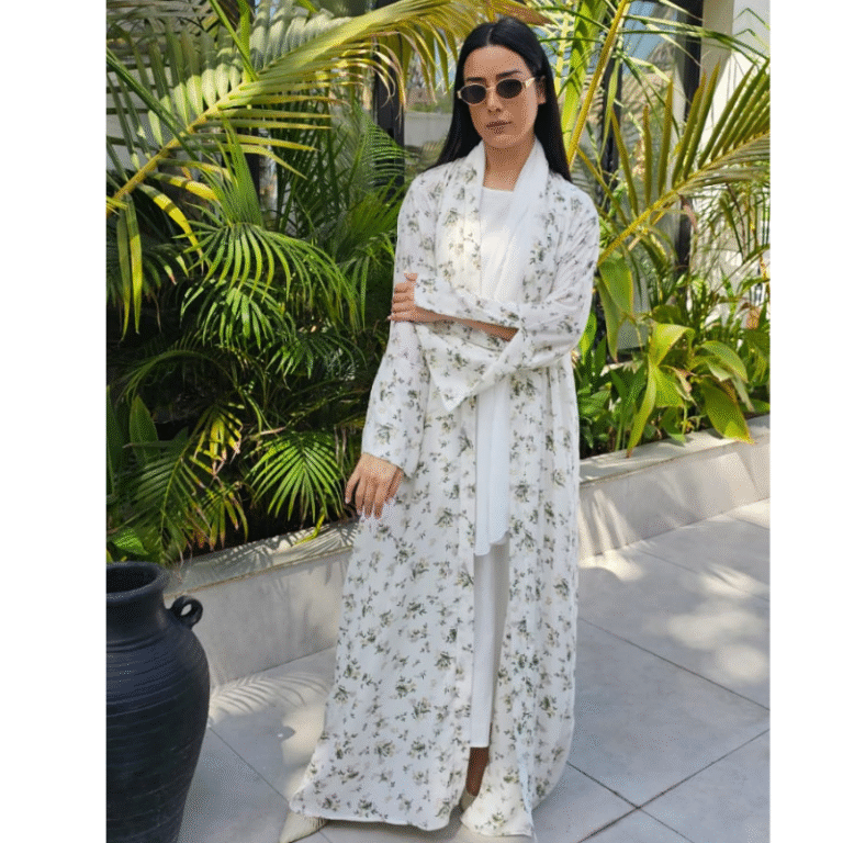 Noorstyles Crepe Abaya | Noor Prints Bloom Design