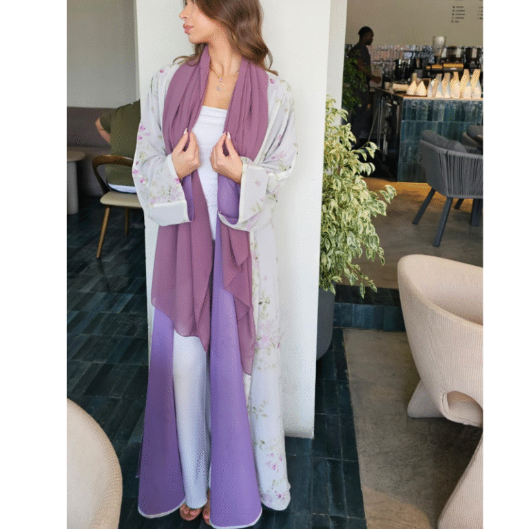 Lilac chiffon abaya – Noor Prints Collection